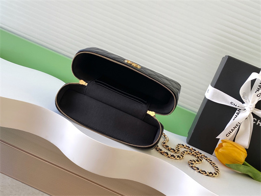 Chanel Vanity With Chain Shinny Lambskin , Strass & Gold-Tone Metal Black AP4804