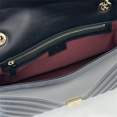 Gu.cci GG Marmont medium shoulder bag matelassé chevron lambskin leather Light gold-toned hardware Black 837267