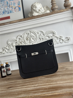 Hermes Jypsiere Togo Leather Silver Tone Metal Black Color HS
