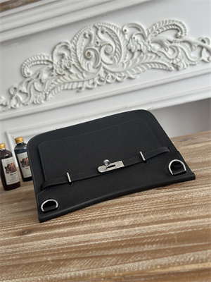 Hermes Jypsiere Togo Leather Silver Tone Metal Black Color HS