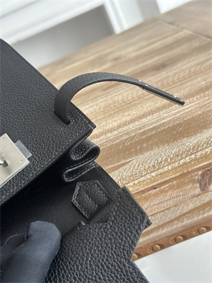 Hermes Jypsiere Togo Leather Silver Tone Metal Black Color HS