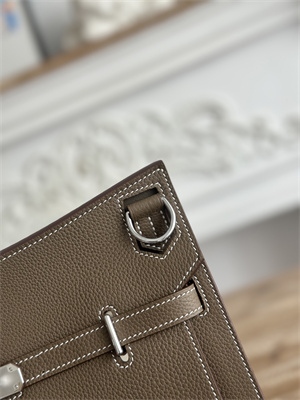 Hermes Jypsiere Togo Leather Silver Tone Metal Etoupe Color HS