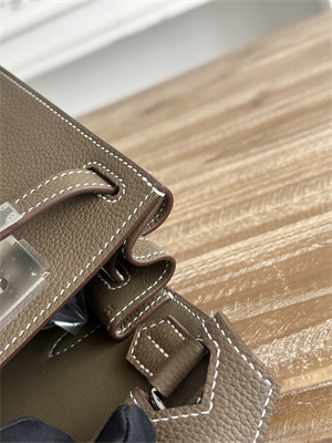 Hermes Jypsiere Togo Leather Silver Tone Metal Etoupe Color HS