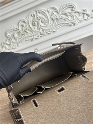 Hermes Jypsiere Togo Leather Silver Tone Metal Etoupe Color HS