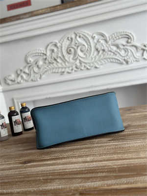 Hermes Jypsiere Togo Leather Silver Tone Metal Blue Jean Color HS