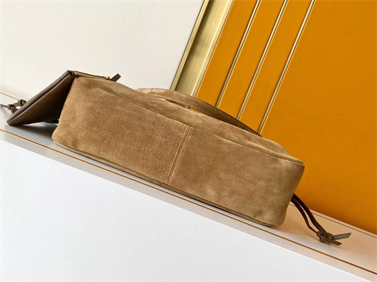 Y.S.L Jamie Shopping Bag In Suede Brown Color