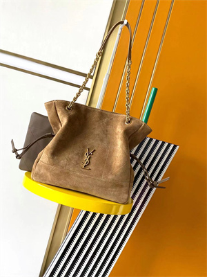 Y.S.L Jamie Shopping Bag Small In Suede Brown Color