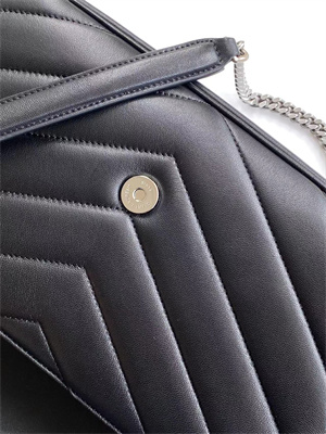 Y.S.L LOULOU Medium in MATELASSÉ lambskin Silver Tone Metal Black Color