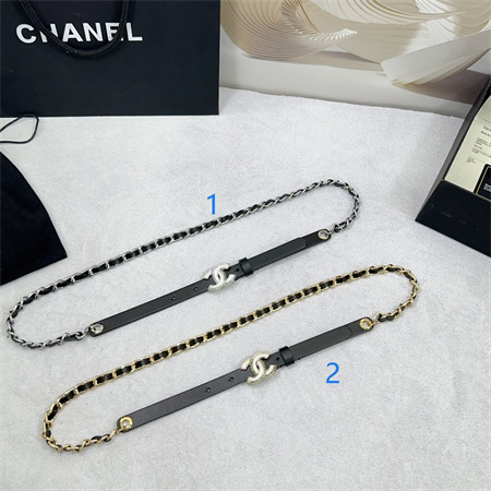 Chanel Belts In Lambskin 15MM In Black Gold/Silver Hardware