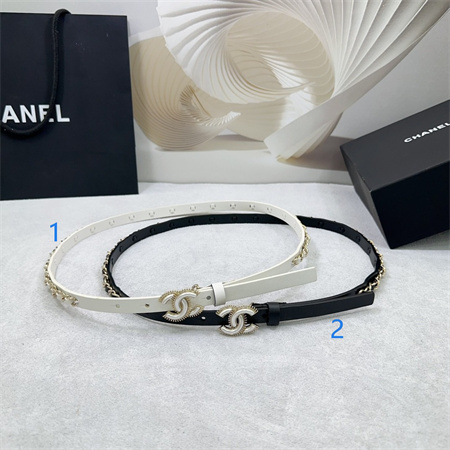 Chanel Belts In Lambskin 15MM In Black /White