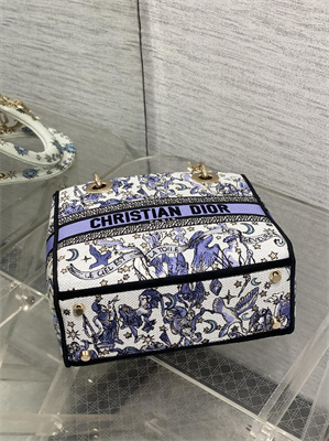 CD Medium Lady D-Lite Bag  Embroidery White/Purple  Multicolors
