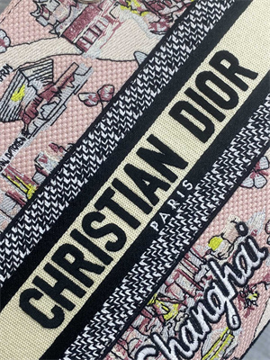 CD Medium Lady D-Lite Bag  Embroidery Pink Multicolors