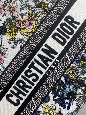 CD Medium Lady D-Lite Bag  Embroidery White Multicolors