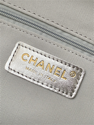 Chanel Backpack Calfskin Gold Tone Metal Silver AS5793