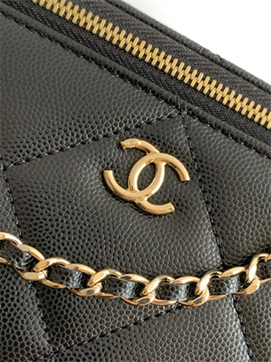 Chanel Long Vanity With Chain Grained Calfskin & Gold-Tone Metal Black AP4933