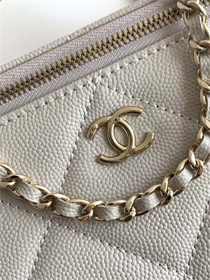 Chanel Long Vanity With Chain Grained Calfskin & Gold-Tone Metal White AP4933