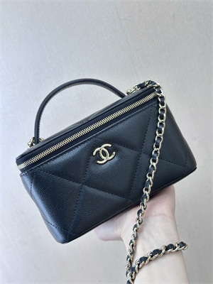 Chanel Long Vanity With Chain Grained Calfskin & Gold-Tone Metal Black AP4933 TOP