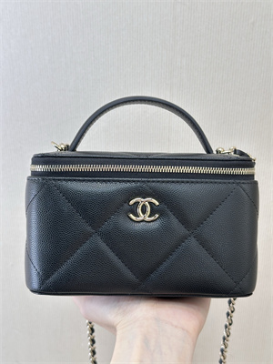 Chanel Long Vanity With Chain Grained Calfskin & Gold-Tone Metal Black AP4933 TOP