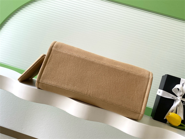 Chanel Deauville Large Shopping Bag Mixed Fibers Gold Tone Metal Dk Beige A66941