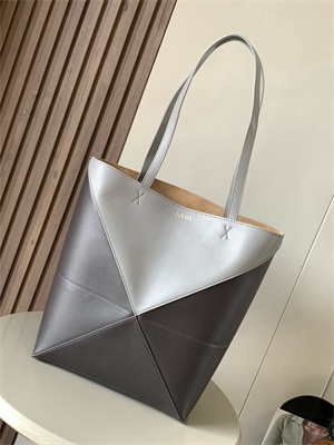 Loewe Medium Puzzle Fold Tote In Shinny Calfskin