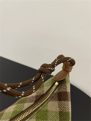 MiuMiu Plaid Wool Pouch Camel/Green