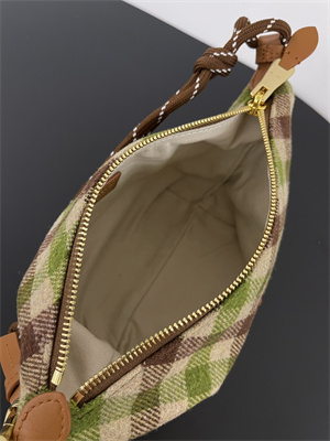 MiuMiu Plaid Wool Pouch Camel/Green