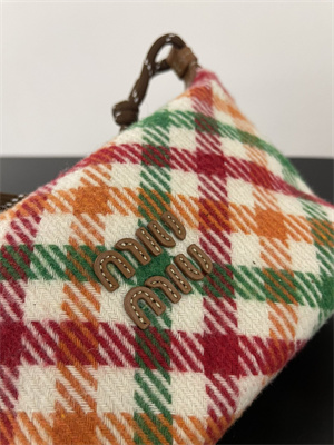 MiuMiu Plaid Wool Pouch Red/Green