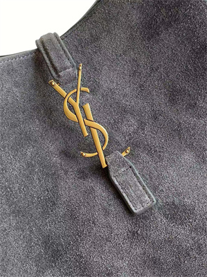 Y.S.L LE 5 A 7 Supple SMALL HOBO BAG In Grey Suede Leather