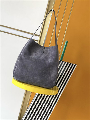 Y.S.L LE 5 A 7 Supple Large HOBO BAG In Grey Suede Leather