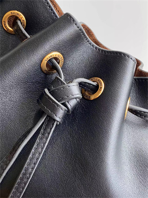 Y.S.L Bucket Bag In Black Calfskin